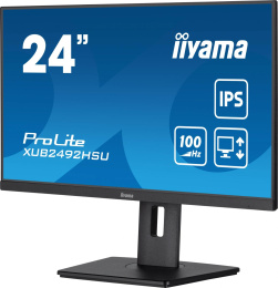 23.8" Монитор Iiyama ProLite XUB2492HSU-B6, 1920x1080, IPS, 100Гц, 1хHDMI, 1хDP, черный