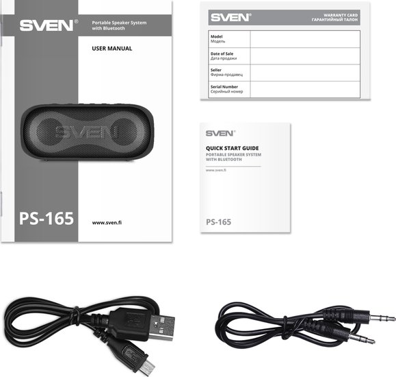 Колонка портативная SVEN PS-165 черный (16Вт, USB, Bluetooth, питание от USB/аккумулятора) (SV-022372)