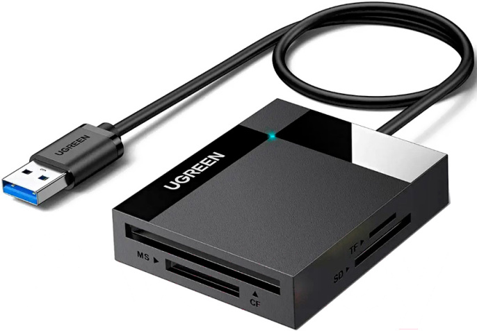 Кардридер UGREEN CR125 30333 USB 3.0 All-in-One Card Reader. Длина 50 см. Цвет: серый