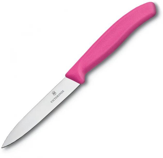 Нож кухонный Victorinox Swiss Classic 6.7606.L115 стальной для чистки овощей и фруктов лезв.80мм прямая заточка розовый