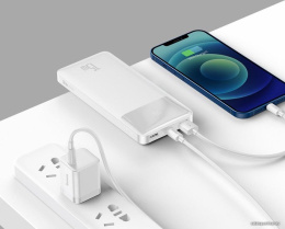Портативное зарядное устройство Baseus PPBD050002 Bipow Digital Display Power Bank 10000mAh 15W White модель PPBD10 Overseas Edition, в комплекте кабель USB-Micro USB, 25 см