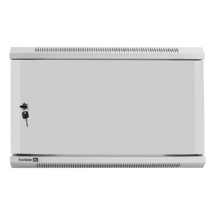 Шкаф телекоммуникационный 19" настенный 6U ExeGate EC-WM-6U.450.M.GREY (19”, 6U, 600x450x370mm (ШхГхВ), передняя дверь металл, съемные боковые панели, пыле- и влагозащита IP23, светло-серый RAL 7035) EX298611RUS