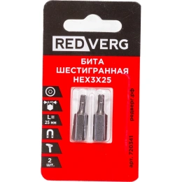 Бита HEX3, 25 мм, 2 шт. REDVERG 6623488