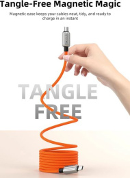 Магнитный кабель USB-C CABLETIME CU08H (CT-CM240-MZB1) 1 м, 480 Мбит/с, 5А/48В, 240Вт, PD 3.1, черный, для быстрого заряда смартфонов и ноутбуков