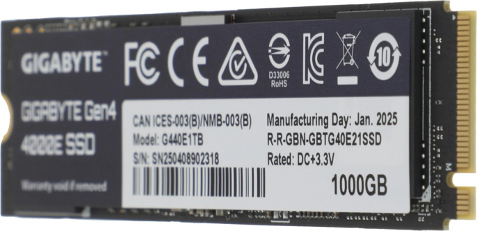 Накопитель SSD Gigabyte PCIe 4.0 x4 1000GB G440E1TB 4000E M.2 2280