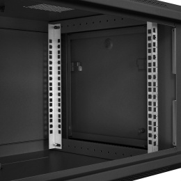 Шкаф телекоммуникационный 19" настенный 6U ExeGate EC-WM-6U.450.M.BLACK (19”, 6U, 600x450x370mm (ШхГхВ), передняя дверь металл, съемные боковые панели, пыле- и влагозащита IP23, черный RAL 9004) EX298617RUS
