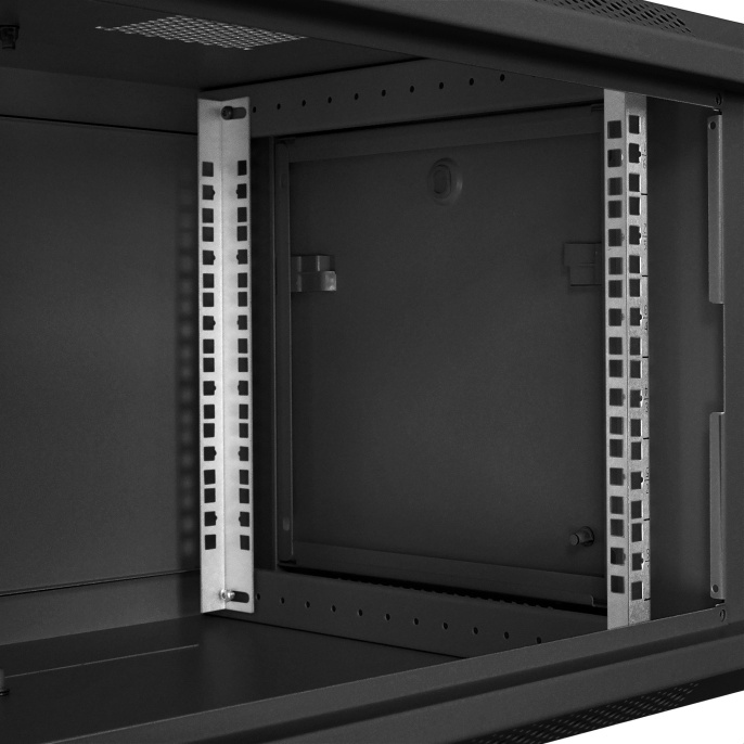 Шкаф телекоммуникационный 19" настенный 6U ExeGate EC-WM-6U.450.M.BLACK (19”, 6U, 600x450x370mm (ШхГхВ), передняя дверь металл, съемные боковые панели, пыле- и влагозащита IP23, черный RAL 9004) EX298617RUS