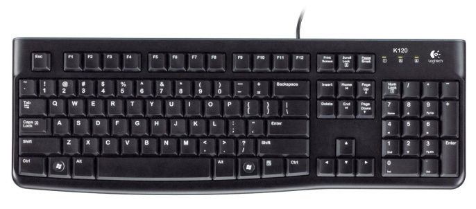Клавиатура Logitech K120, USB, мембранная,  заводское нанесение кириллицы, черный [920-002506]