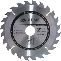 Диск пильный по дереву 200х32 мм, 24 зуба, +кольцо,30/32 Ultima 115023
