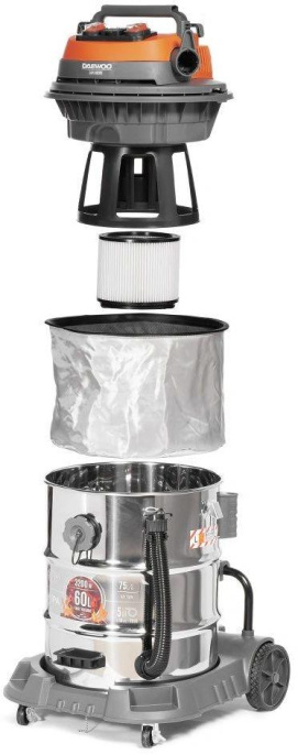 Строительный пылесос Daewoo DAVC 6030S 3200Вт уборка: сухая/сбор воды/выдув серебристый
