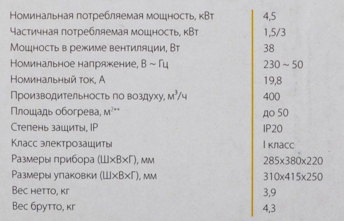 Тепловая пушка электрическая Ballu BHP-M-5 желтый/черный