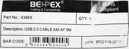 Кабель-удлинитель USB A m USB A f 5м (28190070)
