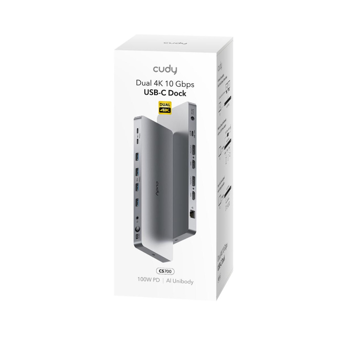 Станция докирования/ 13-IN-1 10Gbps USB-C Dual 4K Docking Station 150W PSU CS700