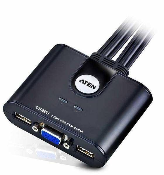 КВМ перевключатель ATEN 2-Port USB VGA Cable KVM Switch with Remote Port Selector CS22U-A7 CS22U-AT