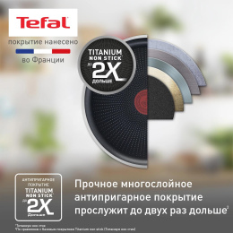 Сковорода блинная Tefal Force 4218522 круглая 22см покрытие: антипригарное ручка несъемная (без крышки) черный (9100048318)