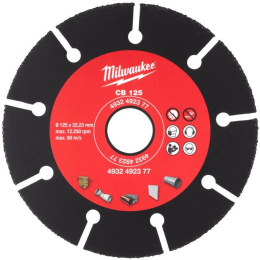 Диск карбидный Milwaukee CB-125мм (4932492377) (по дереву и плаcтику, твердосплавный, посадочный диаметр: 22.2мм, 12250 об/мин)