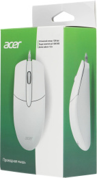 Мышь проводная Acer OMW300, оптическая, USB, 1200dpi, белый [zl.mcecc.01v]