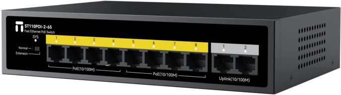 Коммутатор Netis ST110PDI-2-65 L2 10x100Мбит/с 8PoE 65W неуправляемый