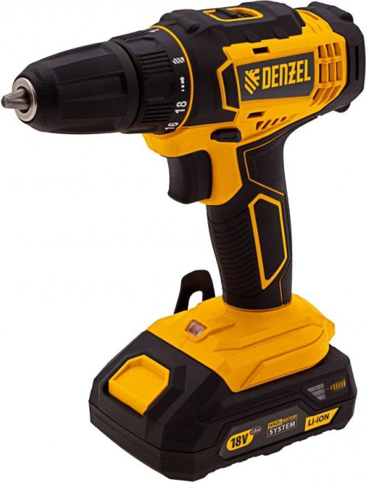 Дрель-шуруповерт Denzel CDL-18-02BM 1200Вт аккум. патрон:быстрозажимной кейс в комплекте 26116
