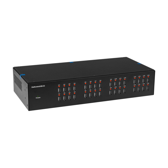 Управляемый USB over IP концентратор DistKontrolUSB-32 с 32 портами USB c 2 блоками питания / Ethernet 2 x 10/100/1000 Mb / Защитный модуль с замком