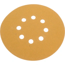 Диск абразивный с липучкой Sandpaper (yellow) 150 мм, 8 отверстий, P120, 5 шт BRUSHTEX 150Y8-120