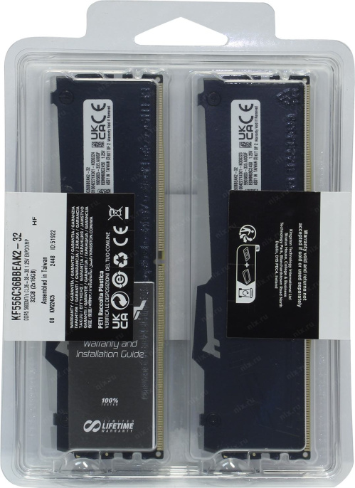 Комплект модулей памяти Kingston FURY Beast RGB KF556C40BBAK2-32 DDR5 DIMM 32Gb KIT 2*16 Gb PC5-44800 600MHz CL40
