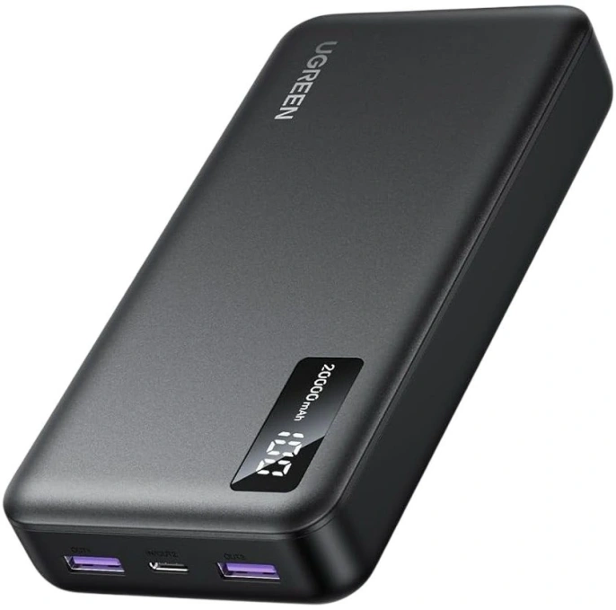 Внешний аккумулятор UGREEN PB312 95424B 20W Two-way USB-A&USB-C Fast Charging 20000mAh Power Bank CCC. Цвет: черный