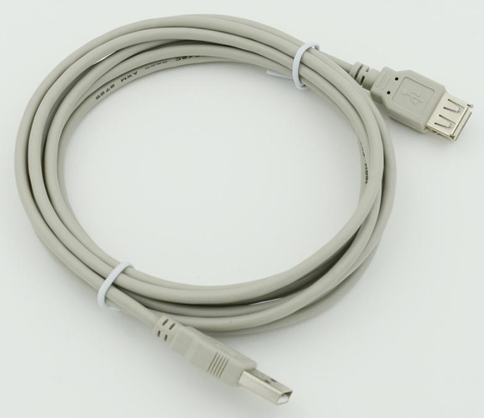 Кабель USB A m USB A f 3м серый (520243)