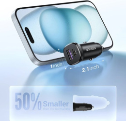 Автомобильное зарядное устройство UGREEN EC305 25845 USB-C PD+USB-A QC 30W Fast Car Charger с чехлом. Цвет: черный (25845_)