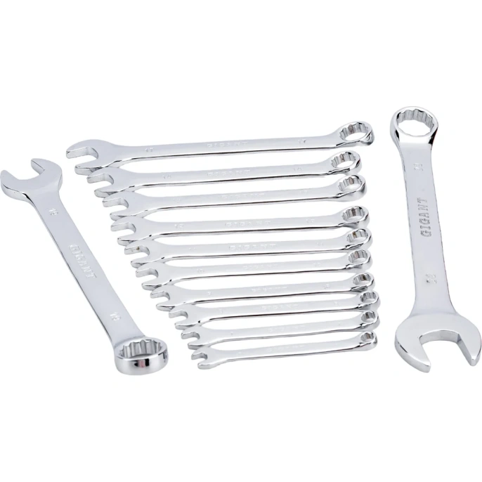 Набор комбинированных ключей Gigant 6 - 22 мм, 12 шт., полированный хром, Сталь Cr-V, 6-22мм, GDWSP-12