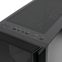 Корпус без блока питания Case HSPD M730, Mesh Mid Tower, Black, TG, 0.4 SPCC, no fans, E-ATX, ATX, mATX, mITX, 155/280/175-200mm, 2x2.5", 2x3.5", 7xPCI, 1xUSB-A 3.0, 2xUSB-A 1.0, 335x193x445mm (M730-TGBK)