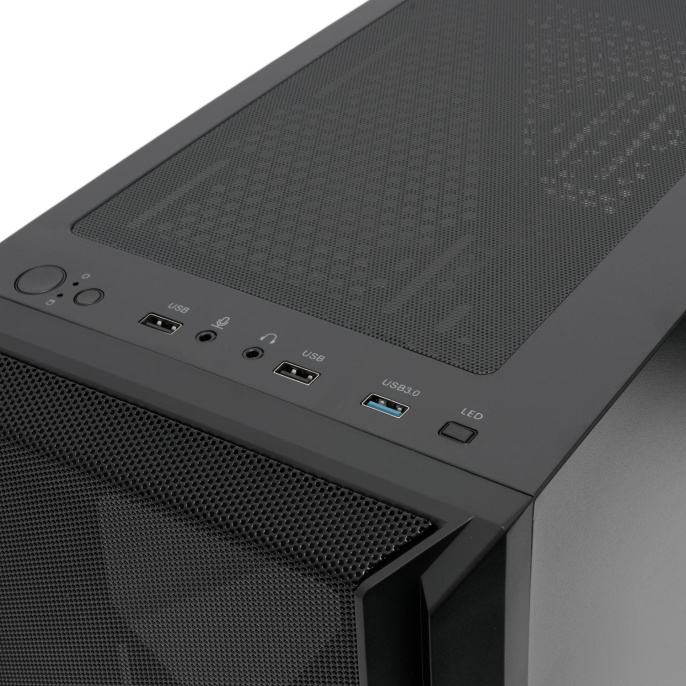 Корпус без блока питания Case HSPD M730, Mesh Mid Tower, Black, TG, 0.4 SPCC, no fans, E-ATX, ATX, mATX, mITX, 155/280/175-200mm, 2x2.5", 2x3.5", 7xPCI, 1xUSB-A 3.0, 2xUSB-A 1.0, 335x193x445mm (M730-TGBK)