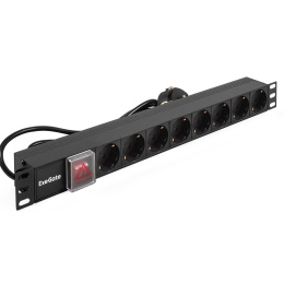 Блок розеток ExeGate ServerPro PDU-19H802 Al-8S-EU1.8CU-SW, 19, 1U, алюминий, 8Schuko, евро, 1.8м 280841