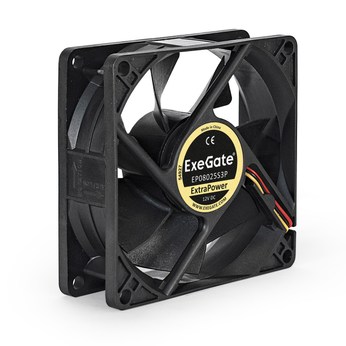 Вентилятор 12В DC ExeGate ExtraPower EP08025S3P (80x80x25 мм, Sleeve bearing (подшипник скольжения), 3pin, 2800RPM, 28dBA) EX166174RUS