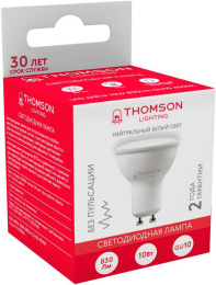 Лампа светодиодная Thomson TH-B2056 10Вт цок.:GU10 полусф. 220B св.свеч.бел.нейт. MR16 упак.:1шт
