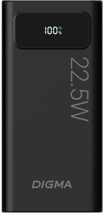 Внешний аккумулятор Power Bank Digma DGPF20A, 20000мAч, черный [dgpf20a22pbk]