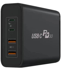 ORIENT PU-A100WL, Сетевое зарядное устройство с функцией быстрой зарядки, мощность 100Вт, Quick Charge 3.0+Power Delivery, выходы: 2xUSB-A + 2xType-C/PD, DC 5/9/12/15/20В, цвет черный 33168