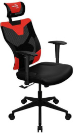 Кресло игровое Aerocool Guardian, экокожа/сетка, до 150кг, мультиблок, регулируемые 2D подлокотники, черный/красный