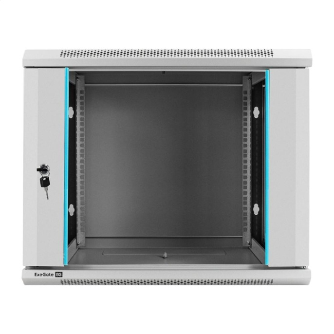 Exegate EX298601RUS Шкаф телекоммуникационный 19" настенный 9U ExeGate EC-WM-9U.450.G.GREY 19”, 9U, 600x450x500mm ШхГхВ , передняя дверь закаленное стекло, съемные боковые панели, пыле- и влагозащит