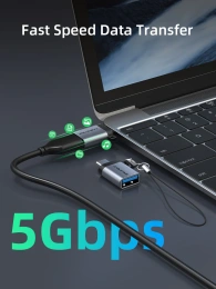 Адаптер CABLETIME CP71B (CT-OTG-CMAF-ABL) USB-C Male to USB3.0 A Female OTG С петлей для шнурка. Алюминий