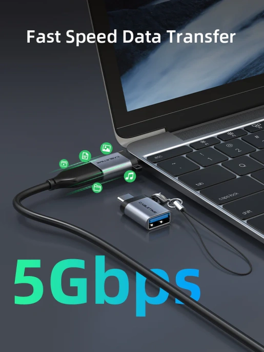 Адаптер CABLETIME CP71B (CT-OTG-CMAF-ABL) USB-C Male to USB3.0 A Female OTG С петлей для шнурка. Алюминий