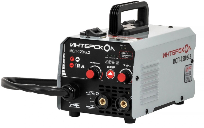 Сварочный аппарат Интерскол ИСП-120/5,3 инвертор MMA/TL/vrd 4кВт 662.1.0.70