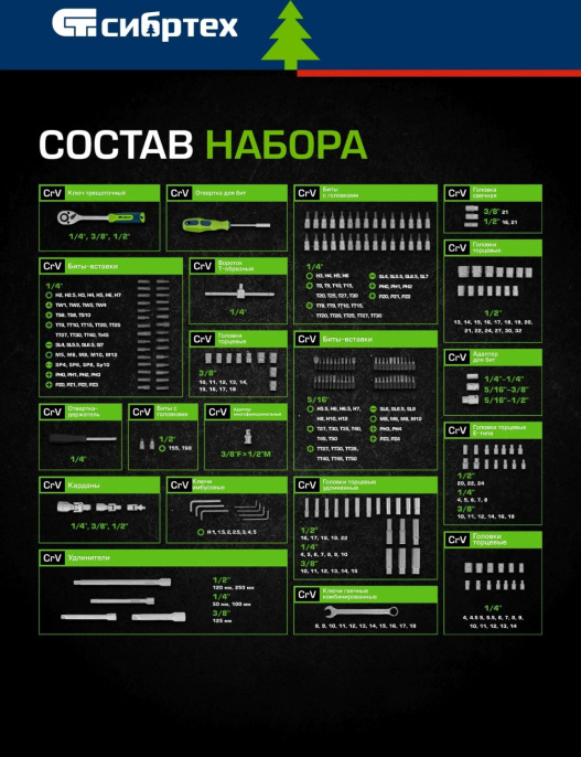 Набор инструментов Сибртех 14170 215 предметов жесткий кейс