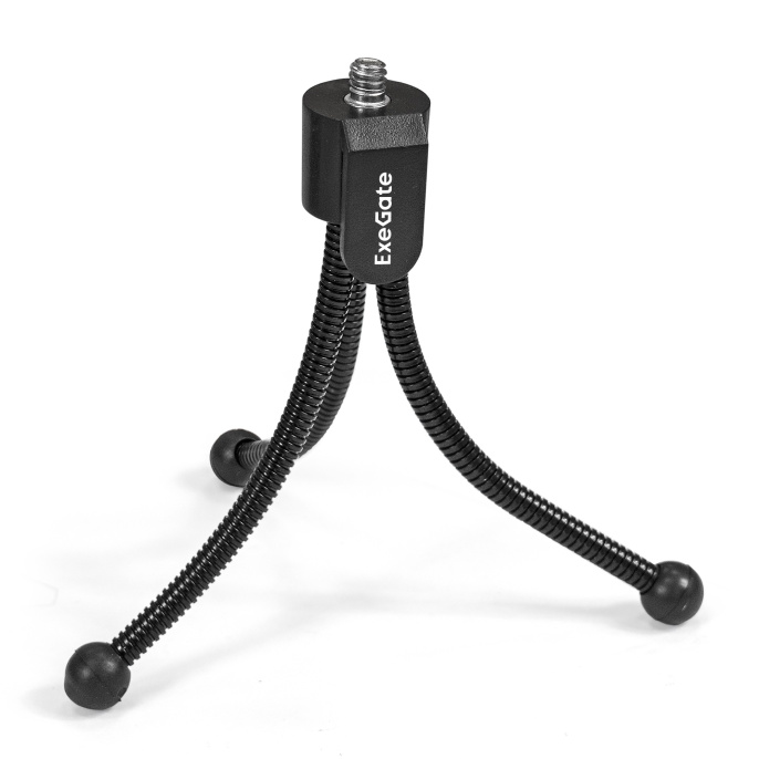Веб-камера ExeGate BlackView C525 HD Tripod 1.3Мп, 1280х720, 720P, 30fps, защитная шторка, штатив Flex в комплекте, фиксированный фокус, 4-линзовый объектив, микрофон с шумоподавлением, универсальное крепление, USB, кабель 1,5 м, Windows® 7/8/10/11, Mac