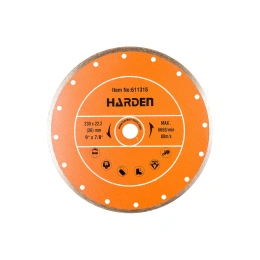 Диск алмазный отрезной сплошной 230x22.2 мм, влажная резка Harden 611316