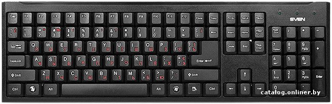 Клавиатура Sven Standard 303 Black SV-03100303PU USB+PS/2, высококачественная мембрана, стандартный набор клавиш, две дополнительные клавиши управления, комфортный, тихий и четкий ход клавиш