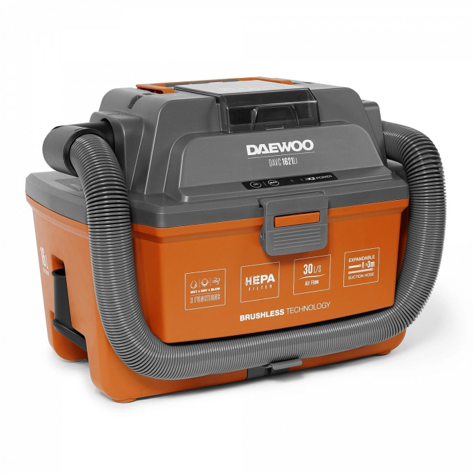 Строительный пылесос Daewoo DAVC 1621Li SET 200Вт уборка: сухая/сбор воды/выдув оранжевый