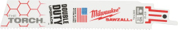 Полотно для сабельной пилы Milwaukee Sawzall Torch 150х10 5шт 48475712 биметаллическое, толщина 1.06 мм, высота 25 мм, длина 150 мм, подходит для резки металлических и чугунных труб, стали, нержавеющей, цветных металлов
