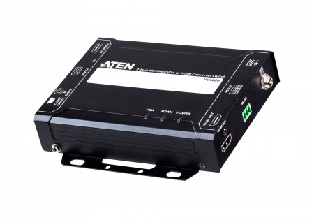 ATEN VC1280-AT-G Конвертер, VGA/HDMI+AUDIO HDMI, HD-DB15+HDMI+MIM-JACK HDMI, Female, Б.П. 5V, 3840x2160 30Hz 4:2:0;DDC2B;Analog + Digital stereo audio input