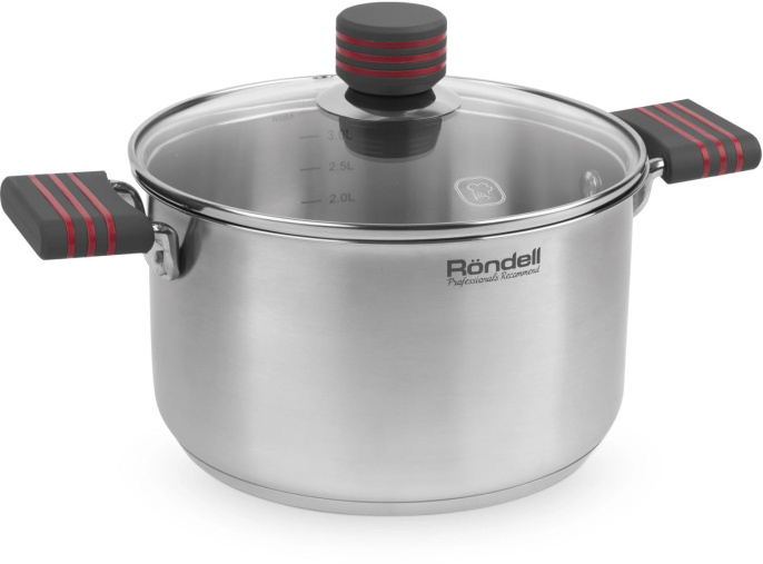Кастрюля 3.4л Rondell Stripes RDS-1280, нержавеющая сталь, с крышкой